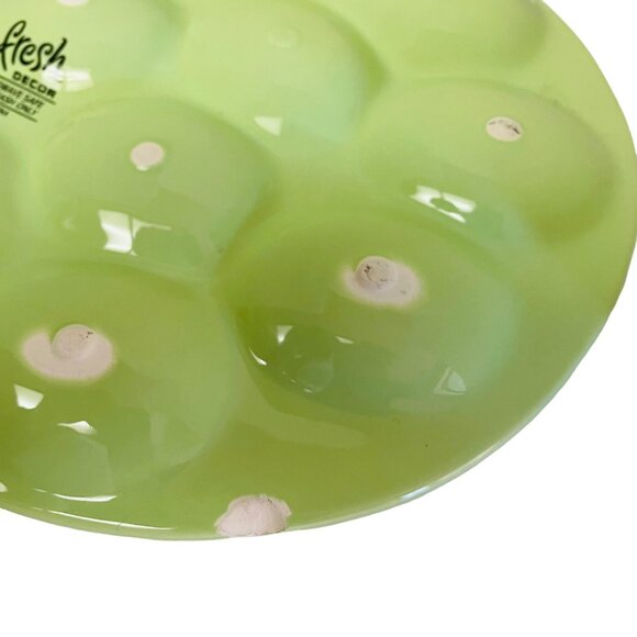 Fresh Decor Avocado Green Ceramic Devil Egg Tray Server 12 Slots 12" x 10" - Picture 4 of 5